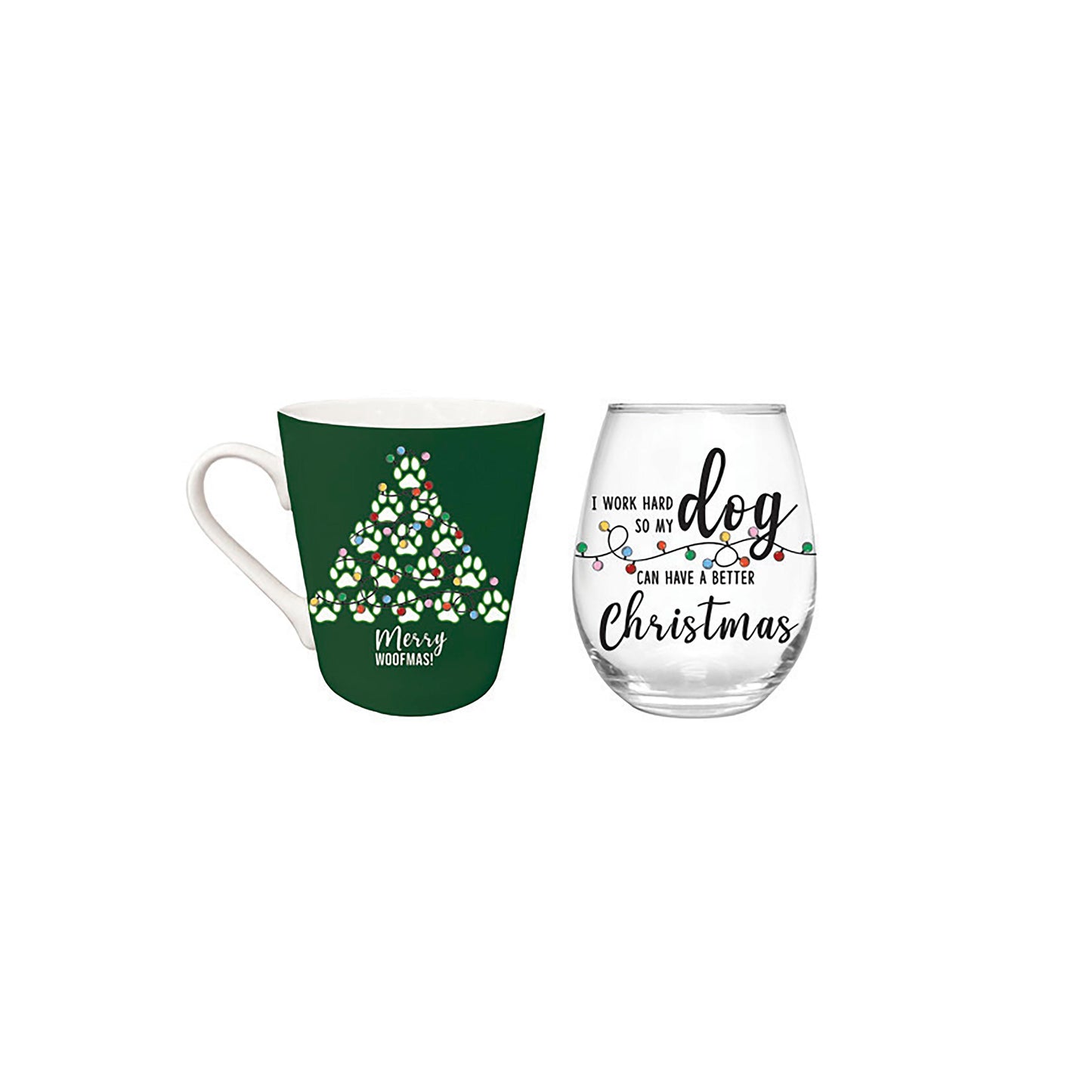 Wine Glass Gift Set - Merry Woofmas