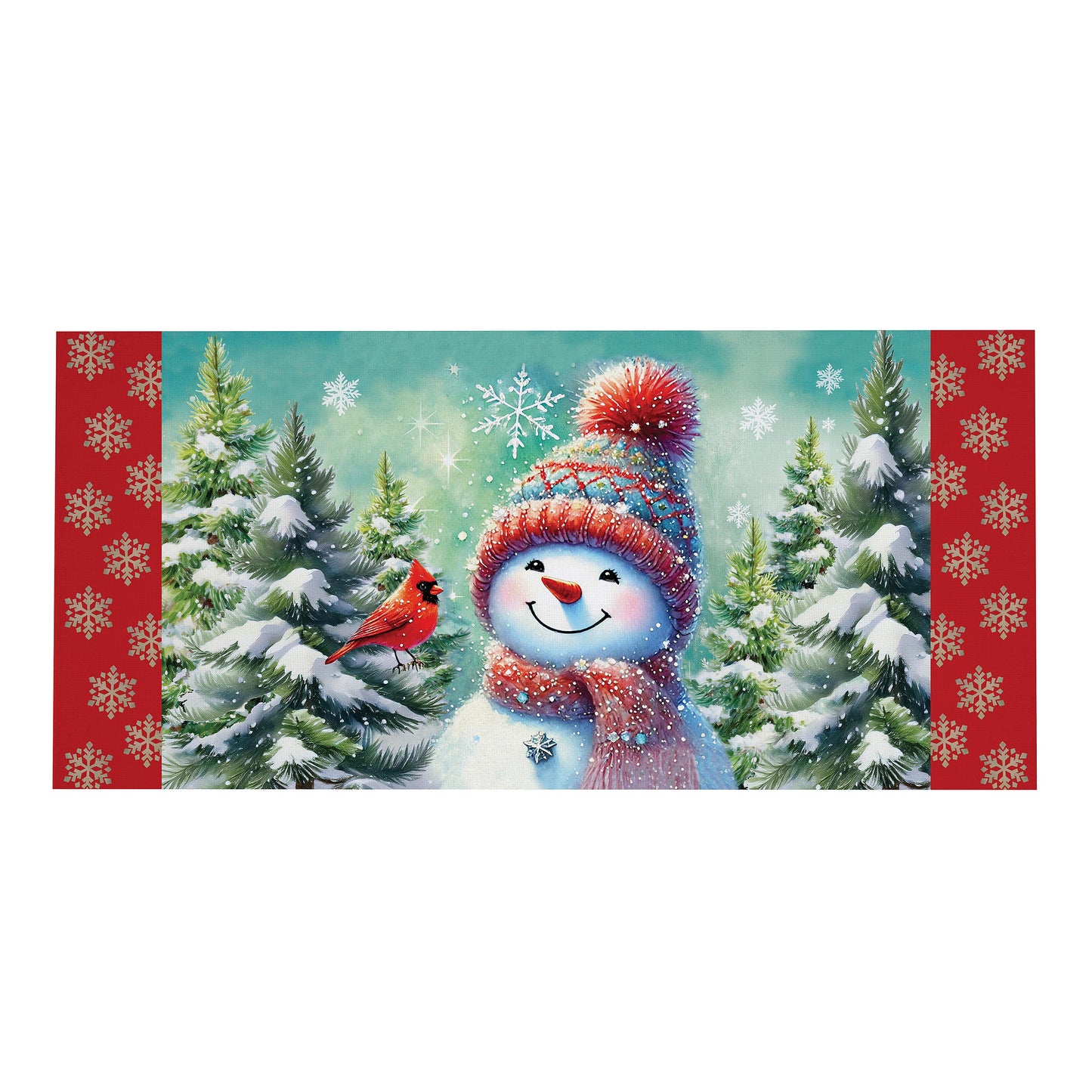 Sassafras Insert - Snowman with Cardinal Friend