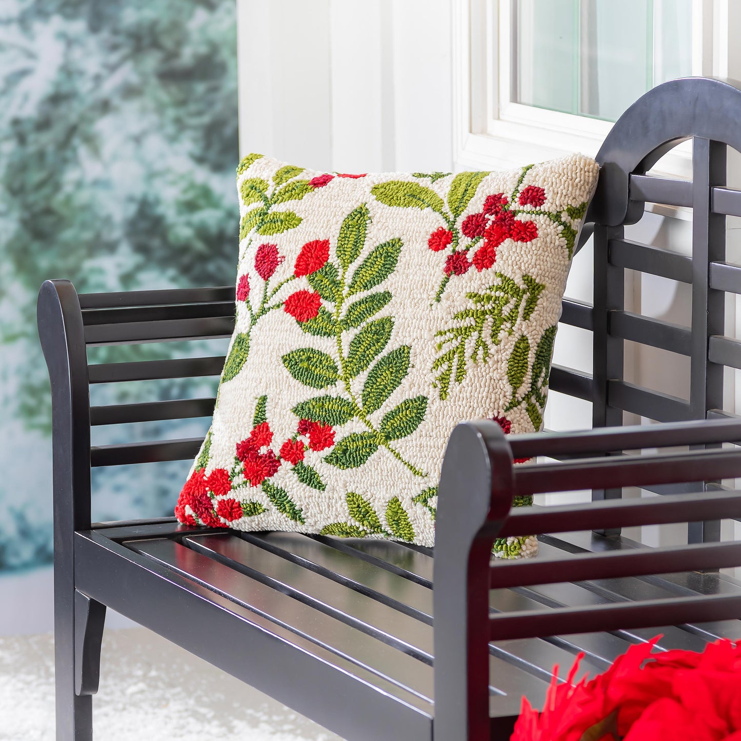 VivaStyle Hooked Pillow 18" x 18" - Festive Foliag