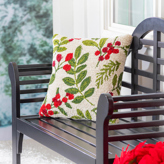 VivaStyle Hooked Pillow 18" x 18" - Festive Foliag