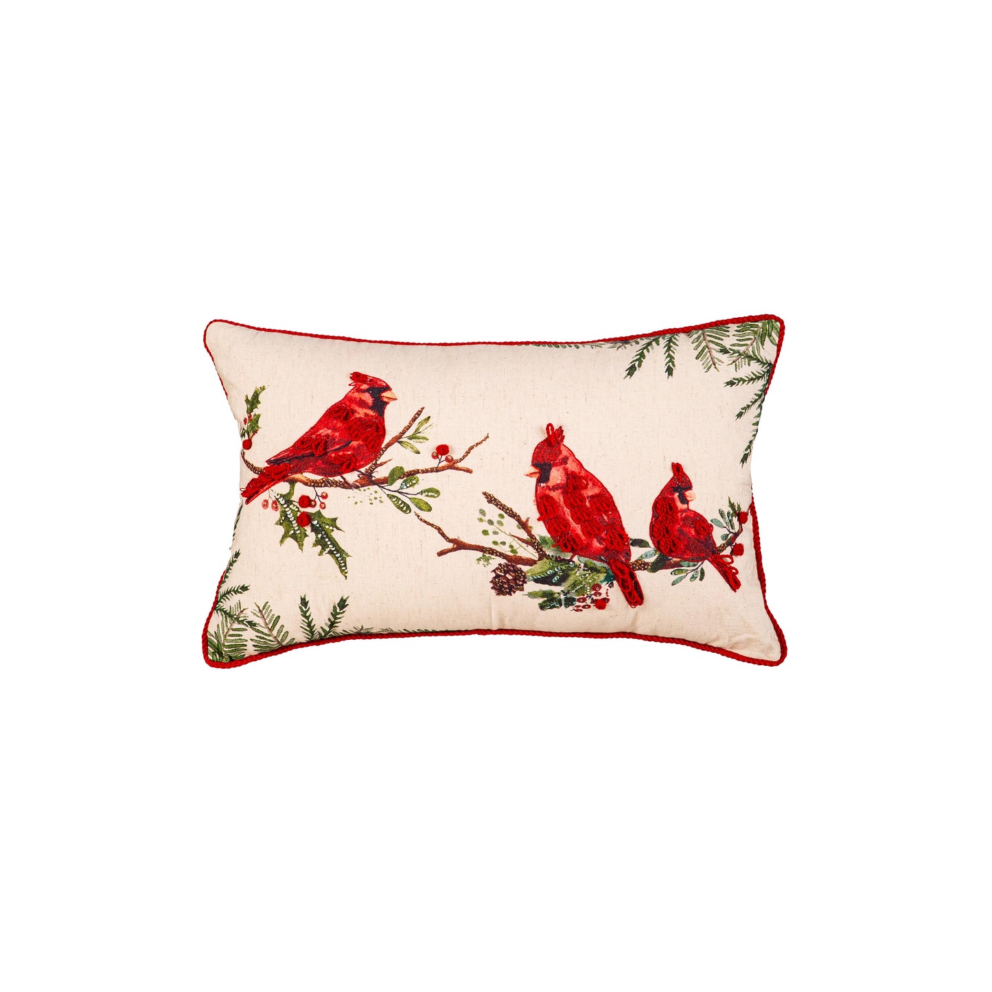 Lumbar Pillow - 20" x 12" Cardinals on Branches