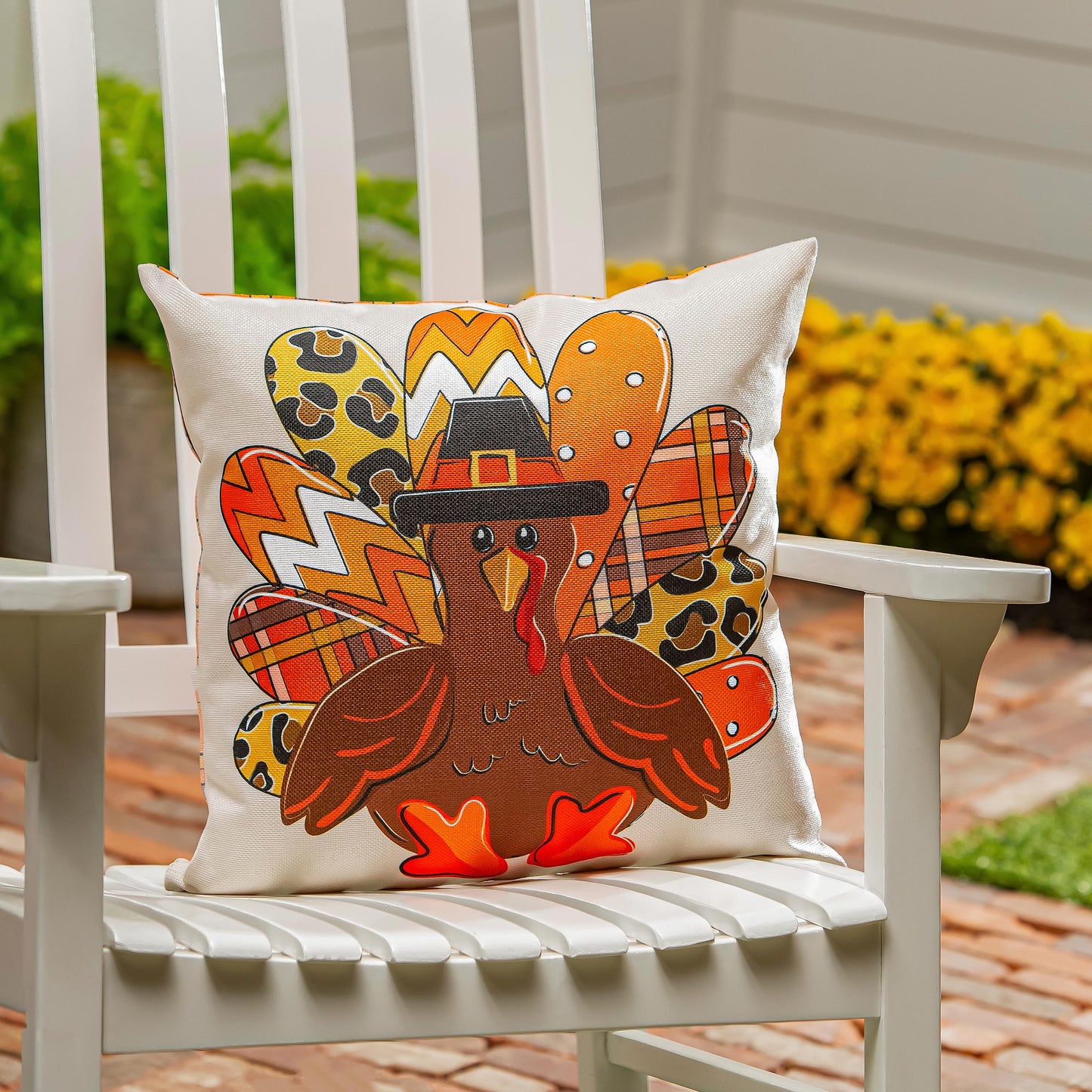 18' Pillow Cover - Give Thanks Patterned Turkey