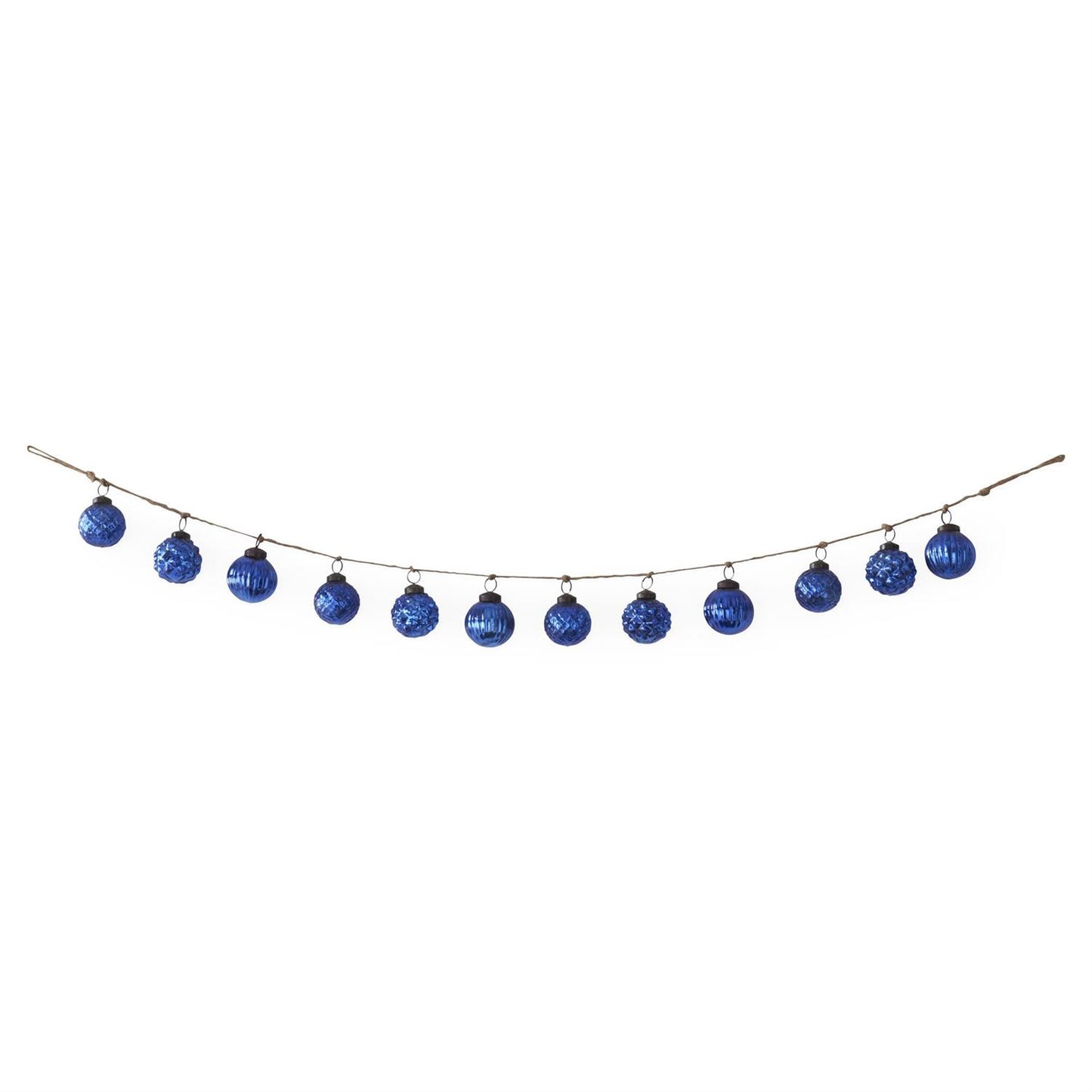 48" Blue Mercury Glass Round Ornament & Twine Garl
