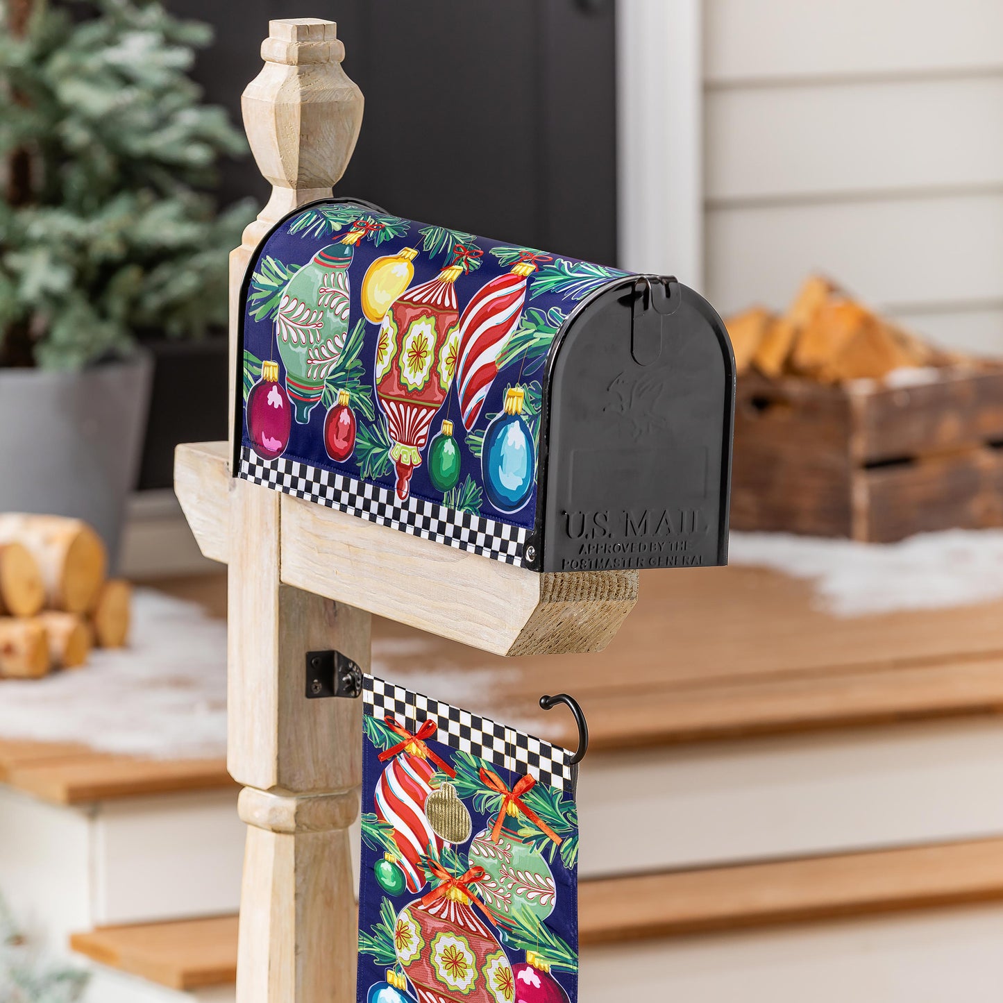 Mailbox Cover - Happy Holidays Ornaments