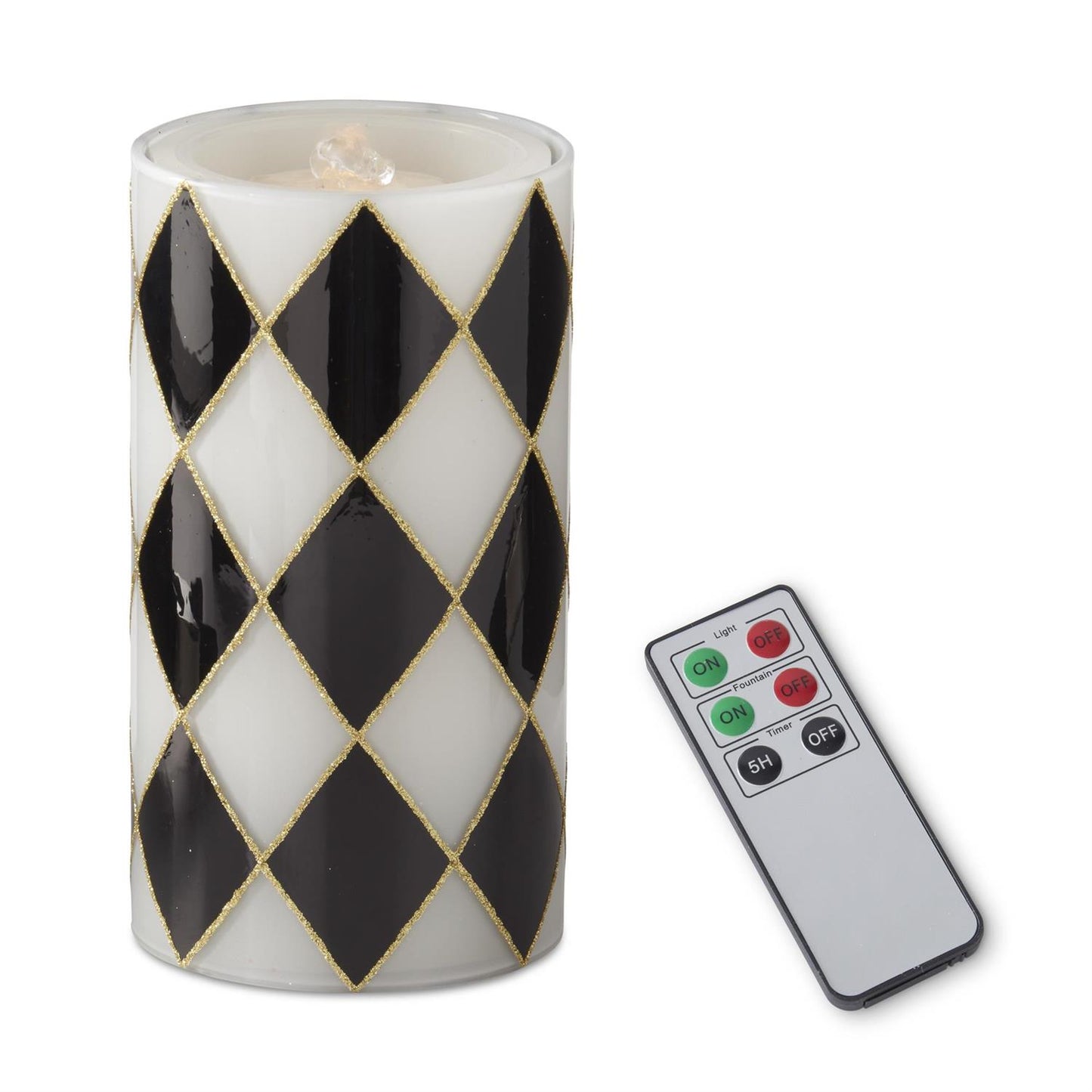 7.75 Inch Black and White Check Glass Cylinder Can