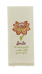 Smile Embroidered Dishtowel