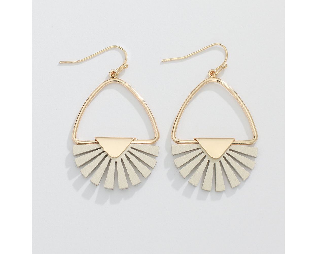 Earrings - Gold Drop w/ Leather Cutout