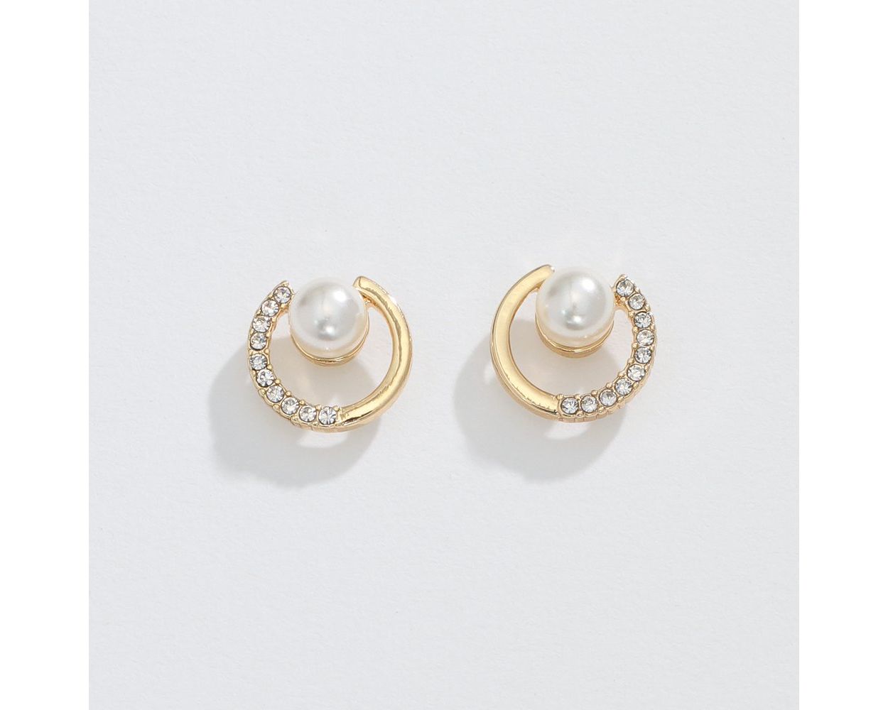Earrings - Gold Post w/ Pearl Crystal