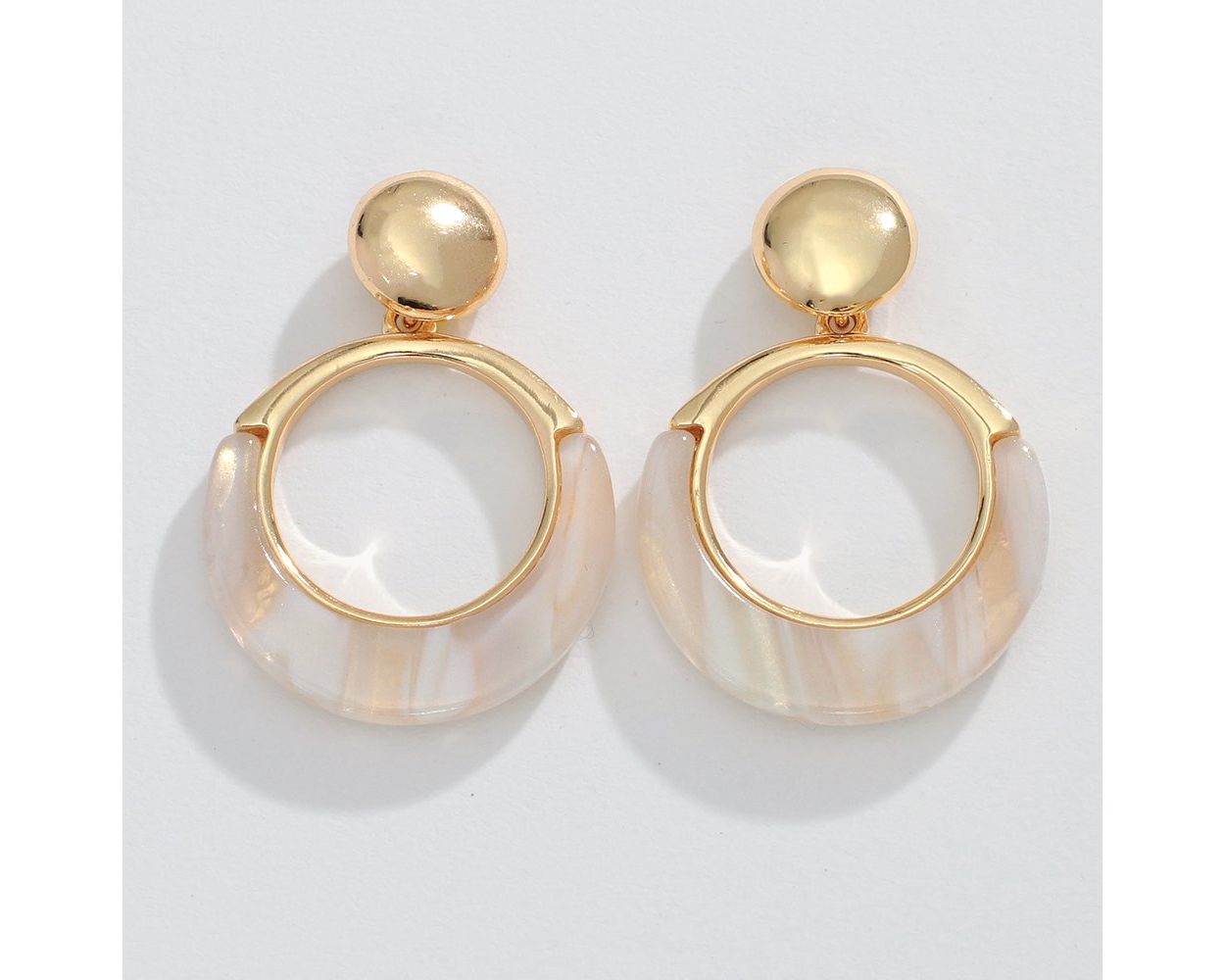 Earrings - Cream Resin w/ Gold