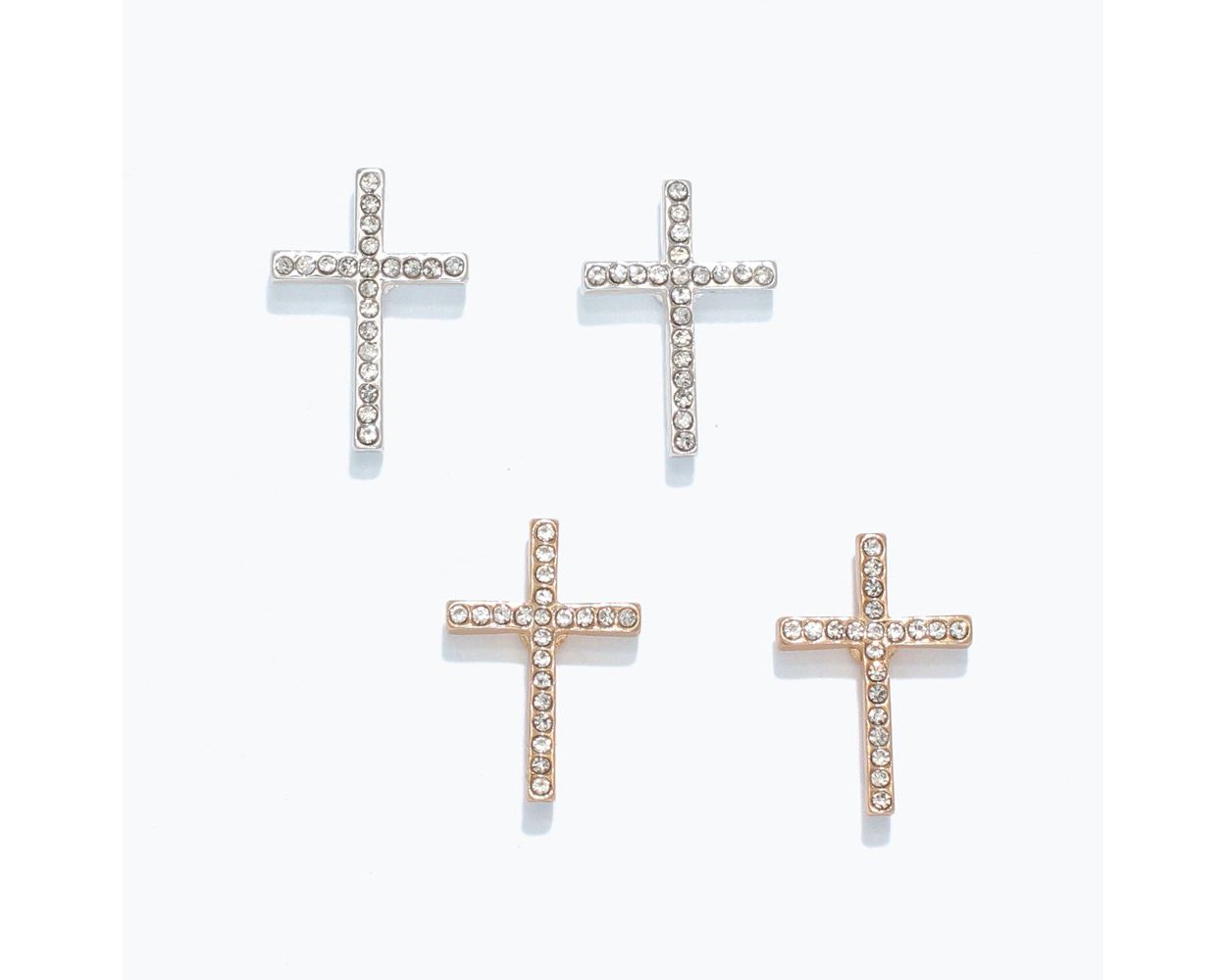 Earrings - Asst Gold Silver Crystal Crosses