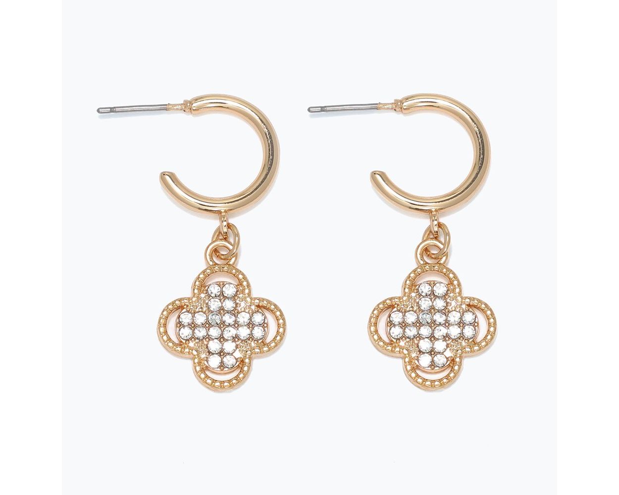 Earrings - Hoop w/ Crystal Clover