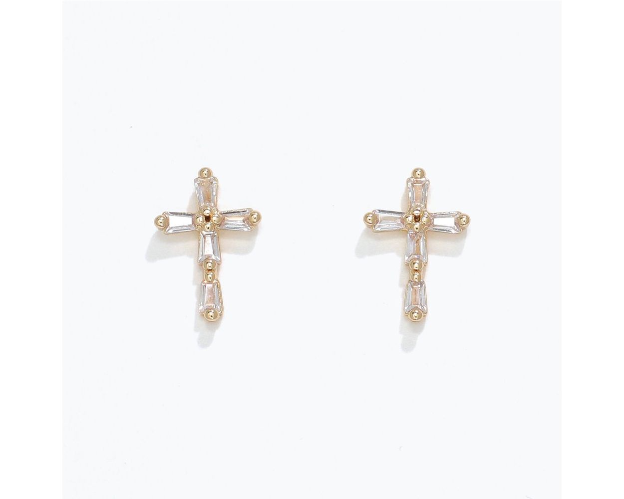 Earrings - Delicate Gold CZ Cross