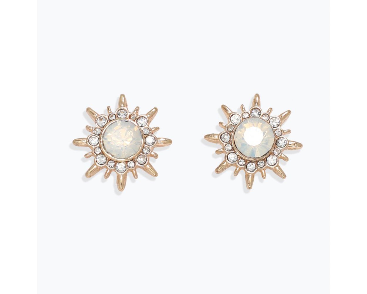 Earrings - Gold Starburst w/ Moonstone