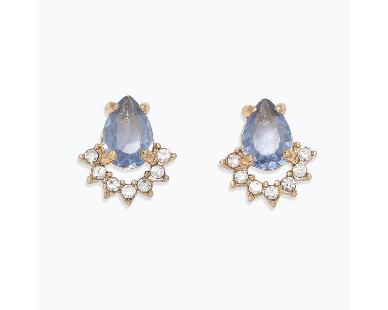 Earrings - Blue/Clear Crystal Teardrop