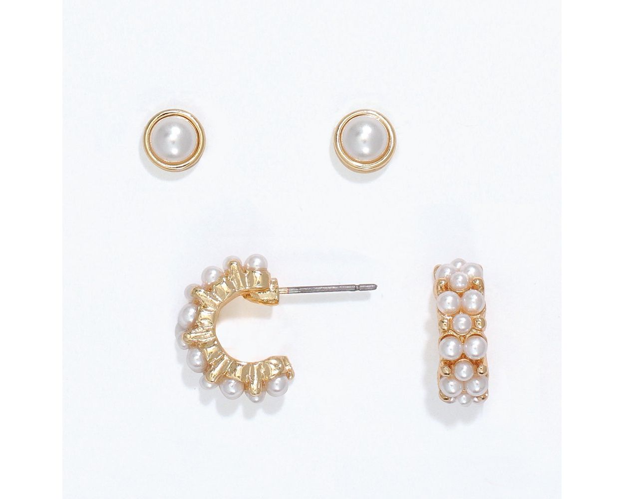 Earrings - Duo w/ Pearl Stud & Hoop