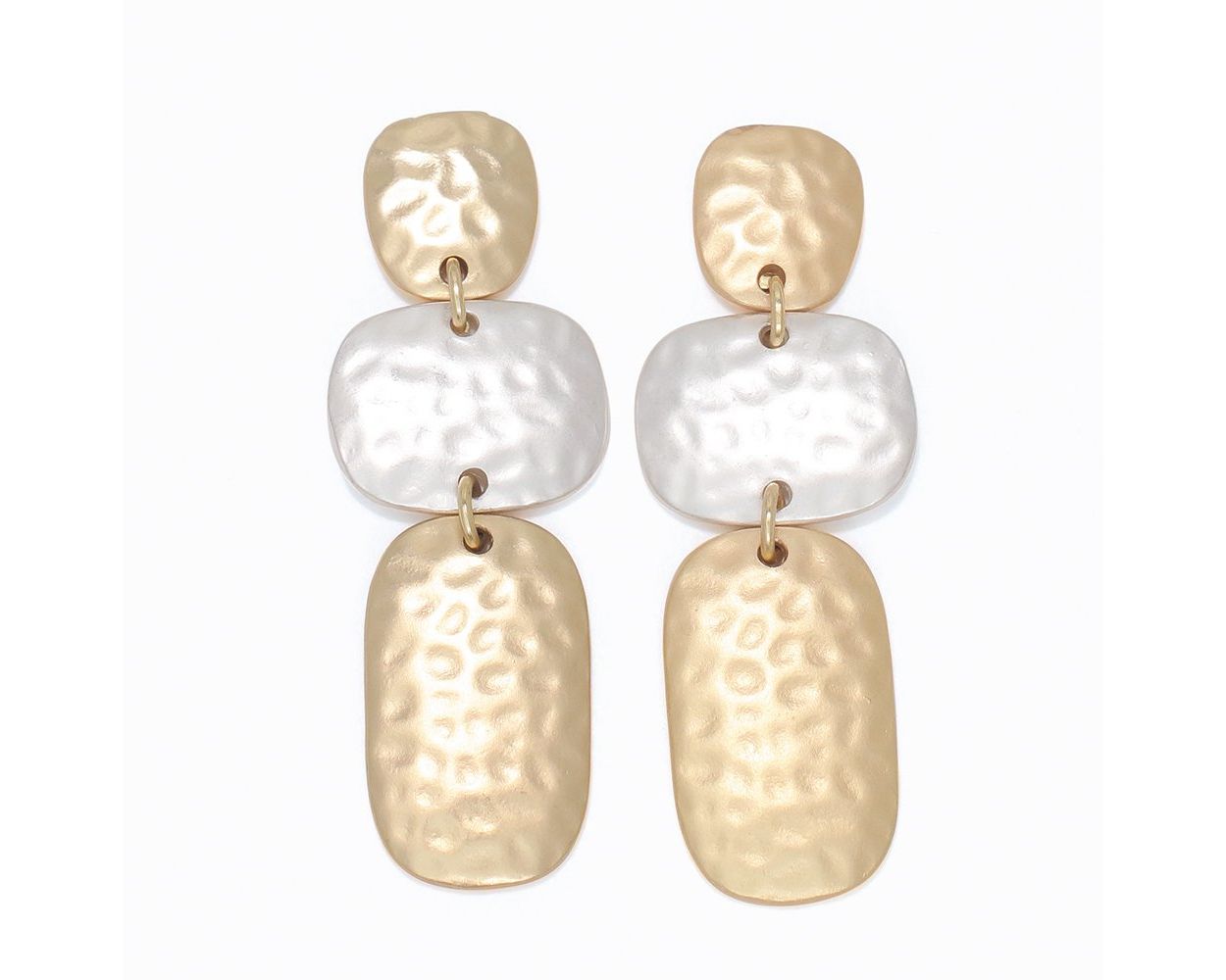 Earrings - Hammered Two Tone Dangle