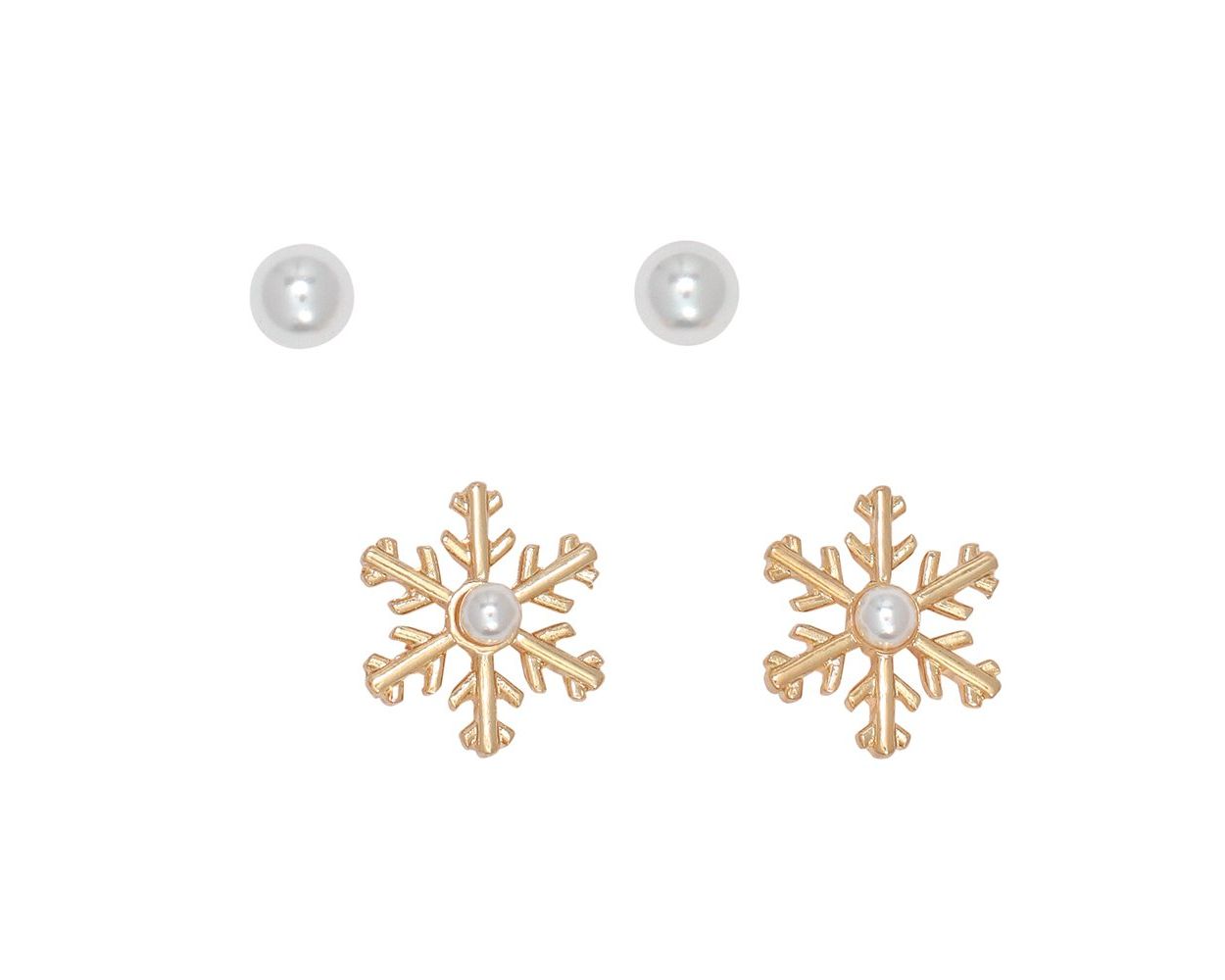 Earrings - Duo Pearl & Snowflake