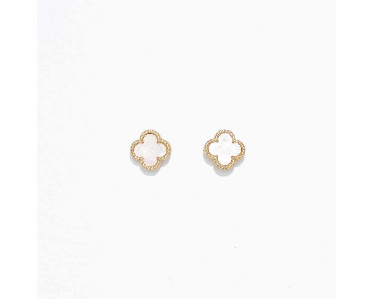 Cuties Earrings - Gold w/ White