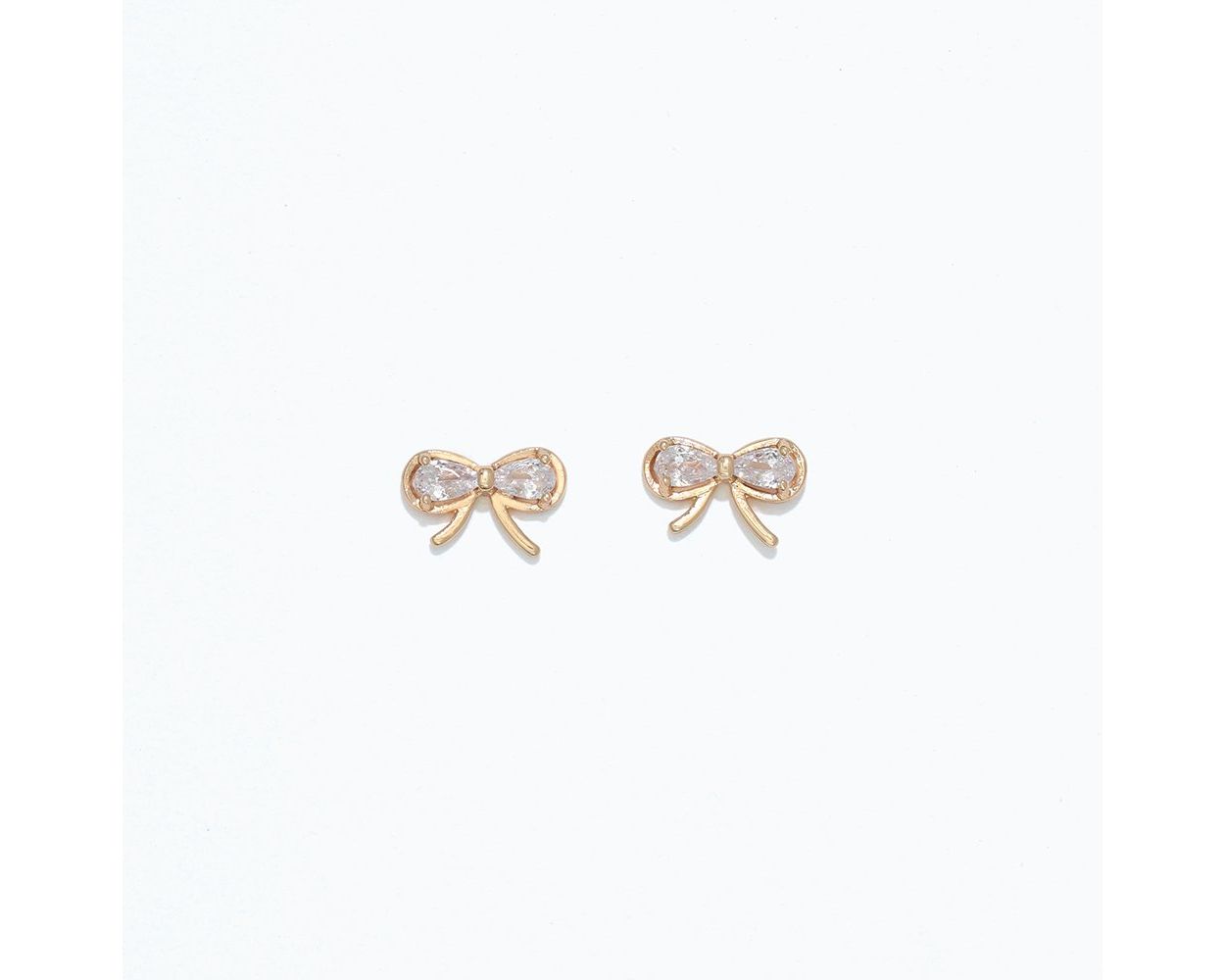 Cuties Earrings - Gold Bows w/ Crystals