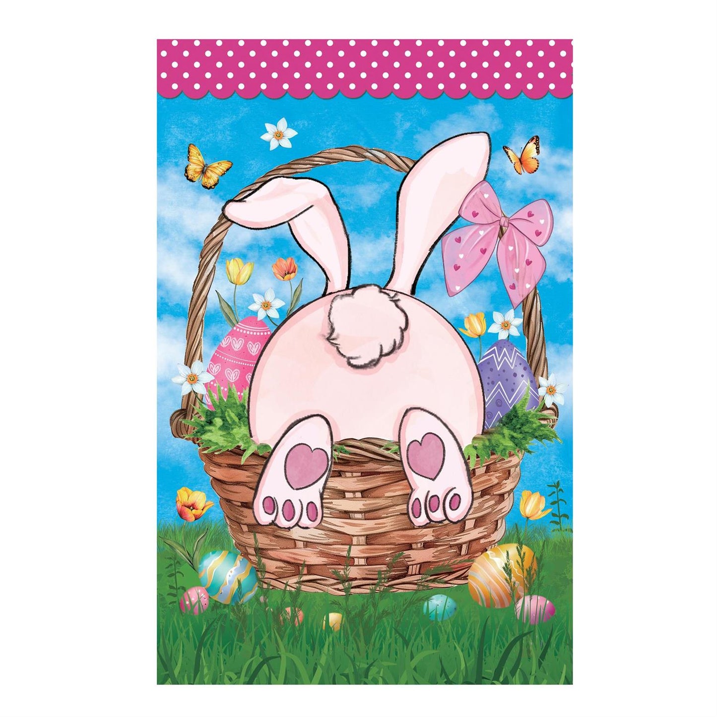 Garden Flag - Basket Bunny Applique