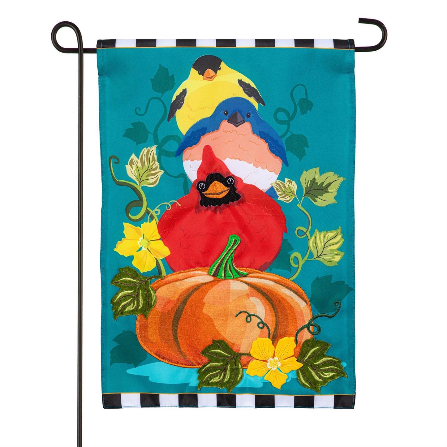 Garden Flag - Portly Pumpkin Birds Applique