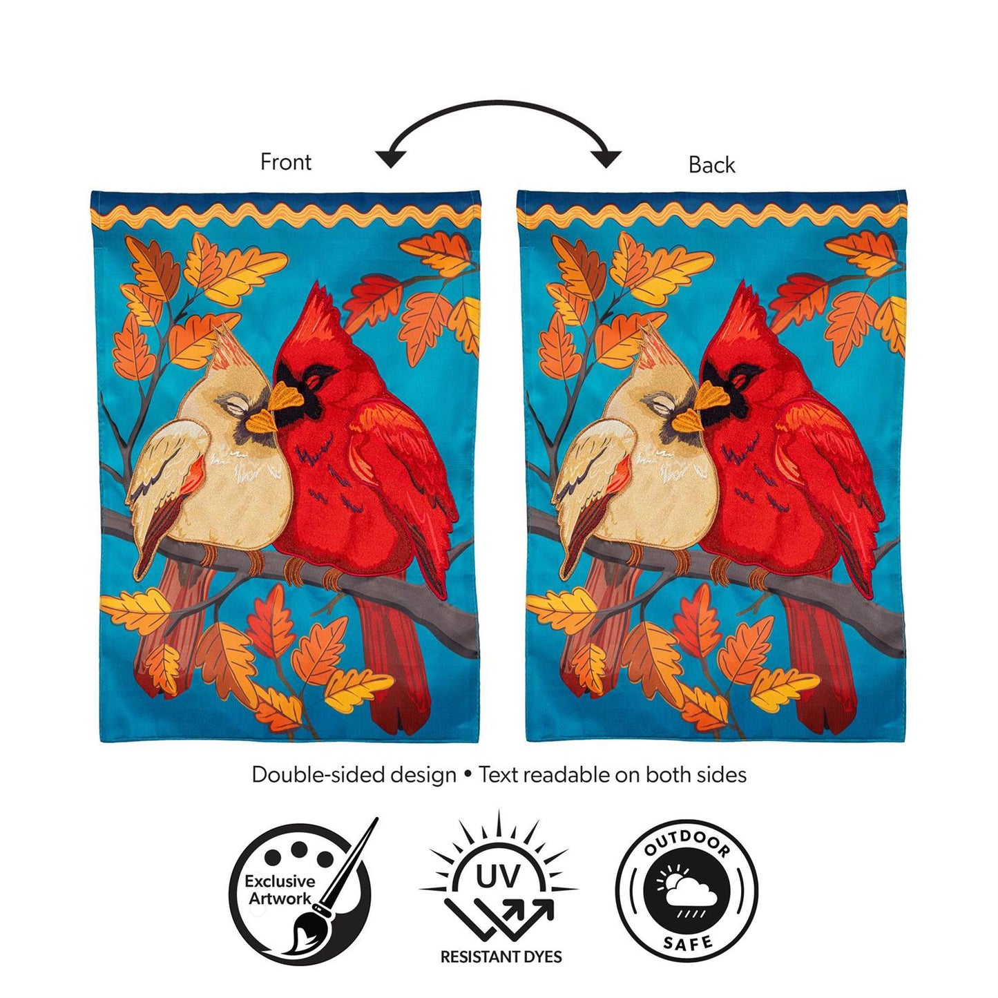 Garden Flag - Cuddling Cardinals Applique