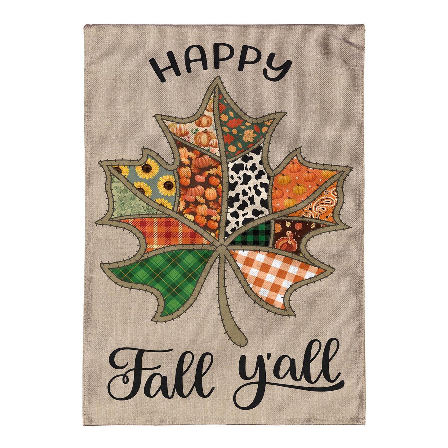 Garden Flag - Quilted Fall Leaf Burlap