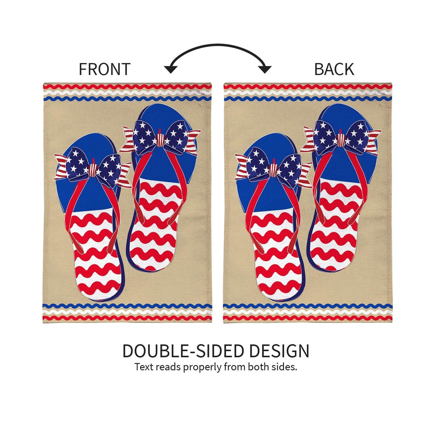 Garden Flag - Ric Rac Patriotic Flip Flop Burlap