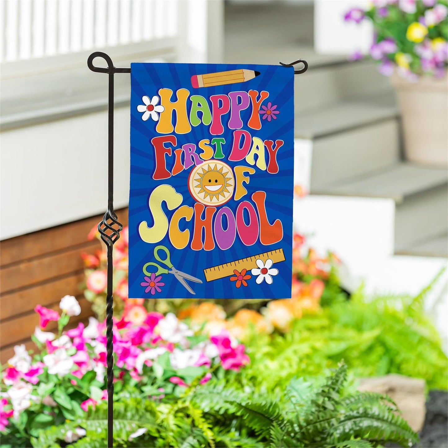 Garden Flag - Happy First Day of School Burlap