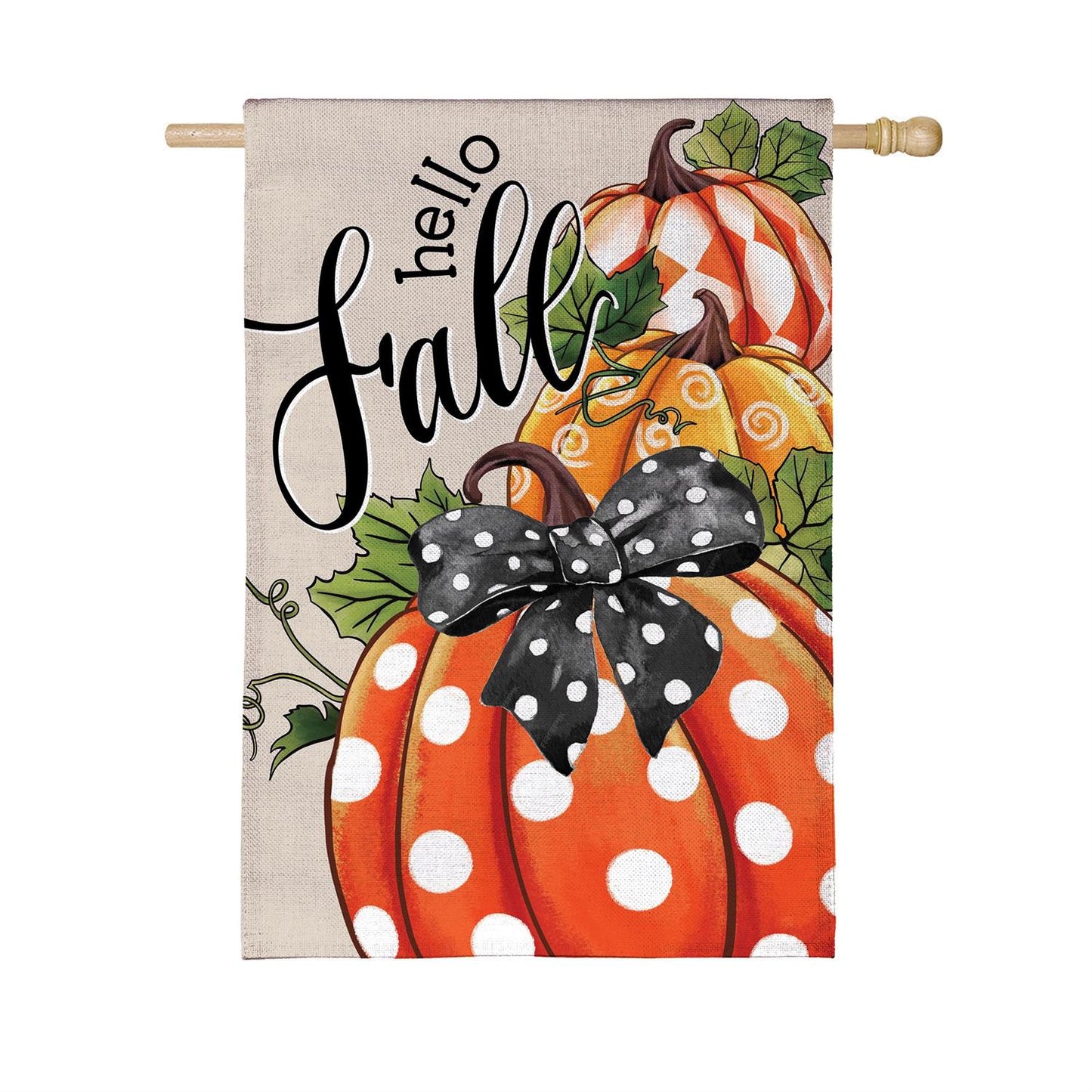 House Flag - Patterned Pumpkins Burlap