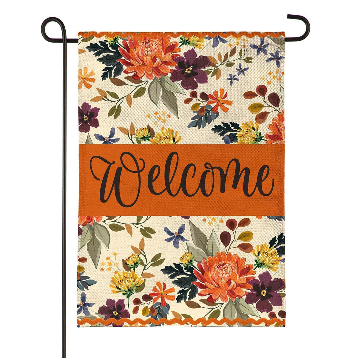 Garden Flag - Fall Floral Welcome Burlap