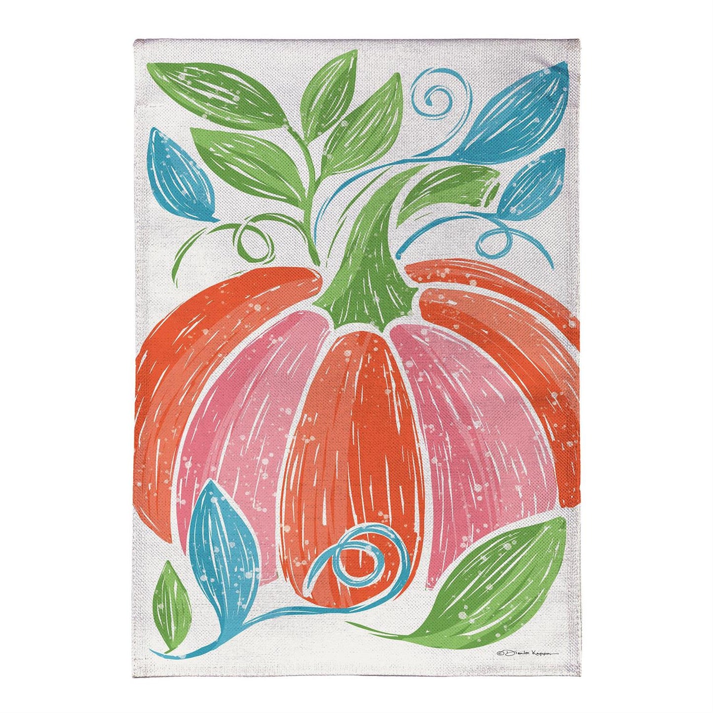 Garden Flag - Fun Bright Pumpkin Burlap