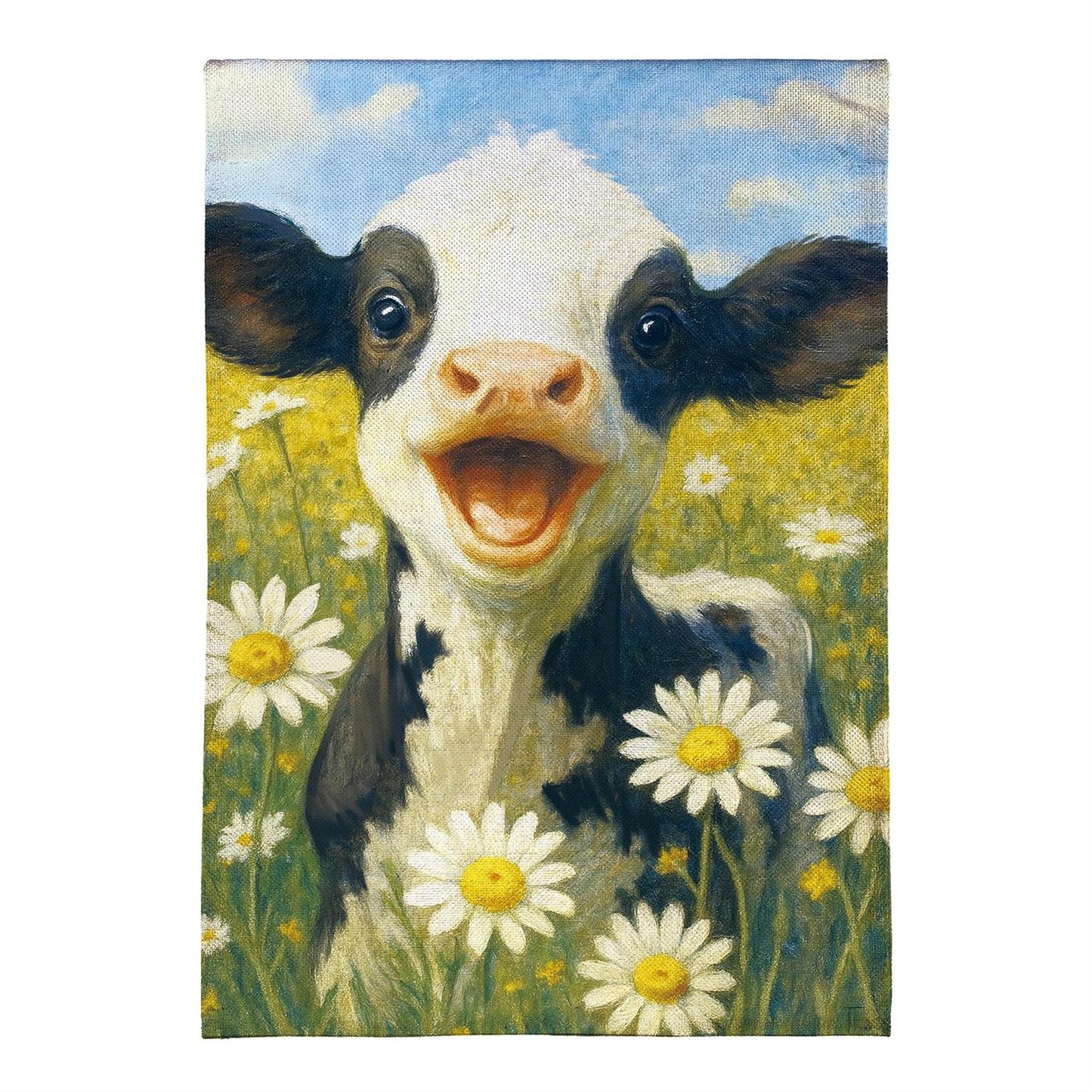Garden Flag - Caleb the Happy Calf Burlap