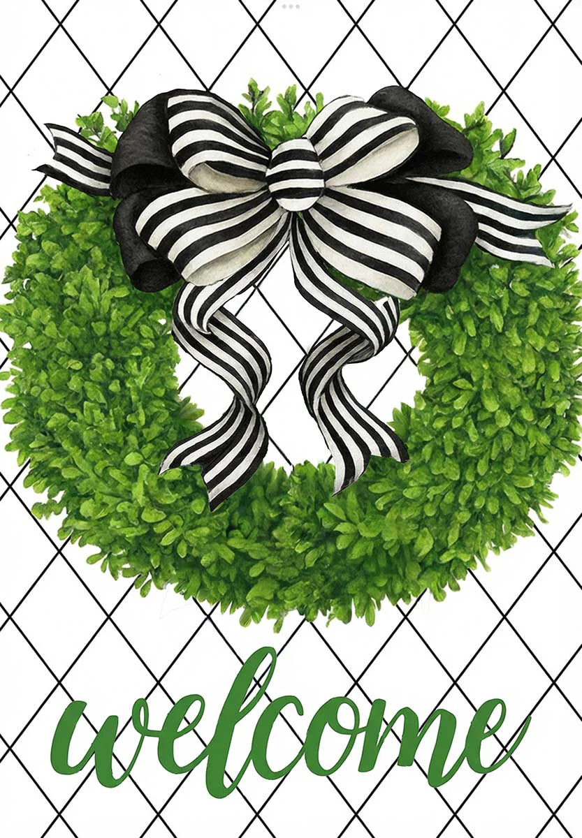 Garden Flag - Black & White Lattice Welcome