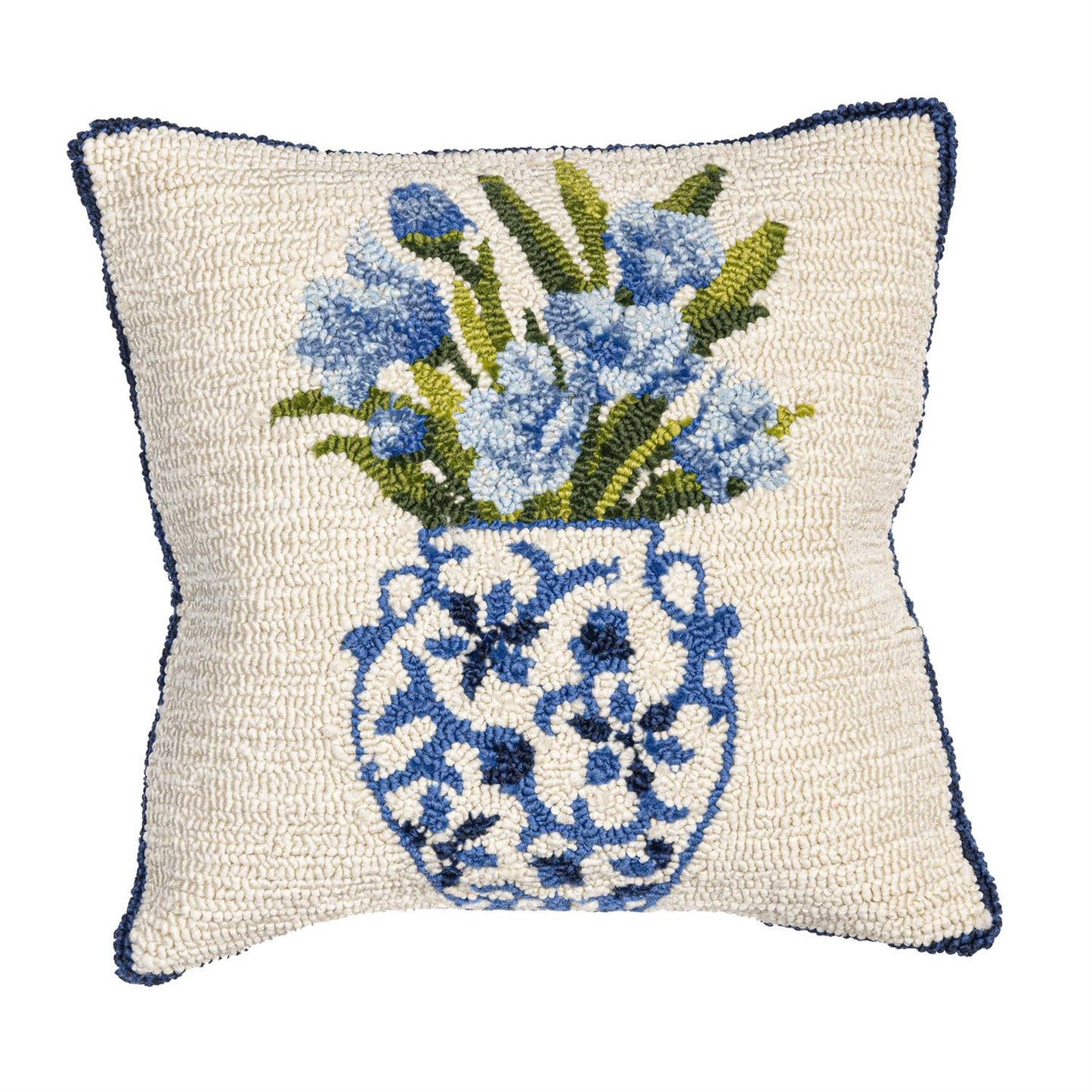 18"x18" Indoor/Outdoor Hooked Pillow - Chinoiserie