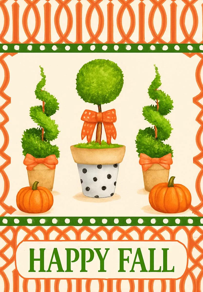 Garden Flag - Happy Fall Topiaries