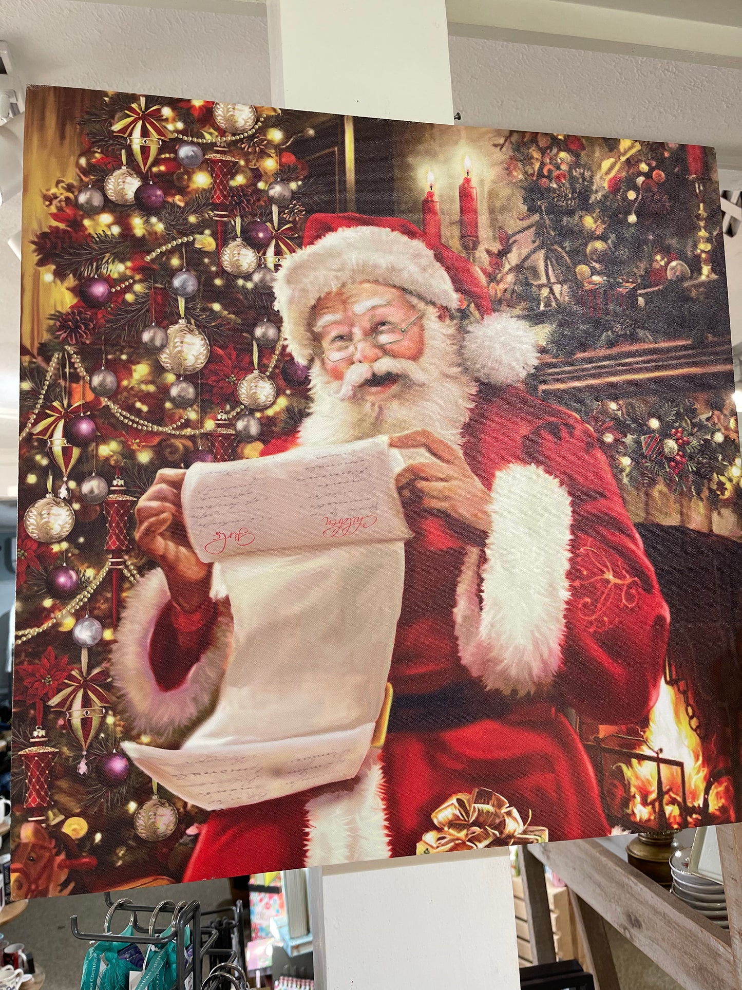 20"x20" LED Indoor Canvas Wall Dec Santa