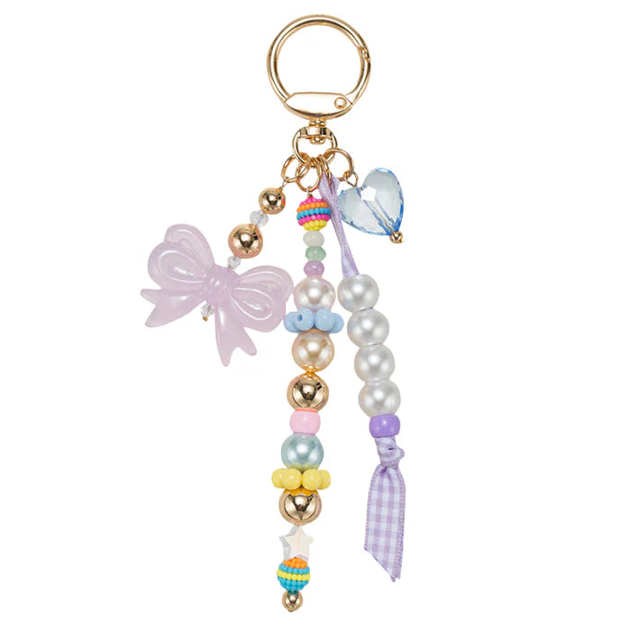 Keychain - Multi Beaded Strands w/ Gingham & Bow