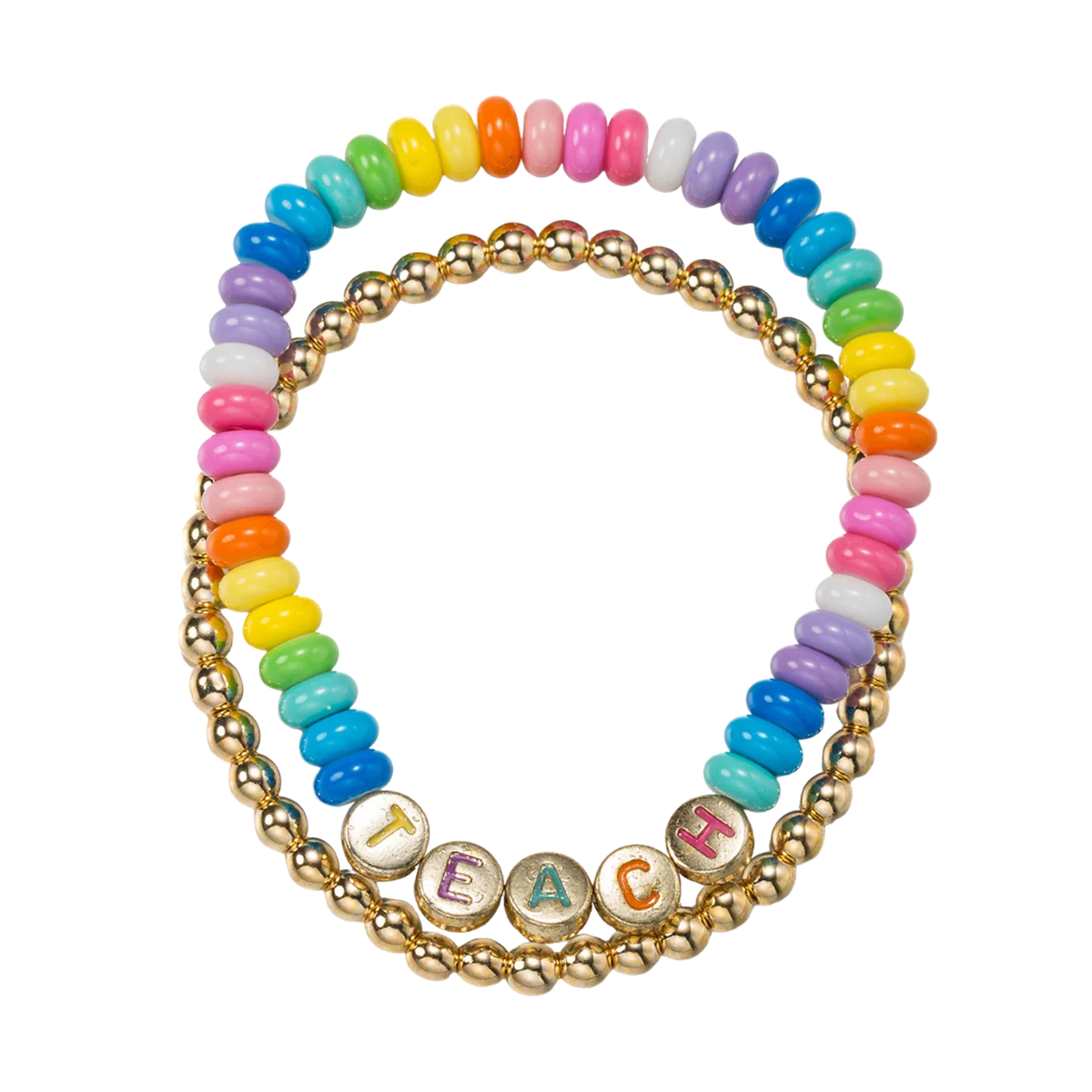 Bracelet - Set of 2 Beaded Stretch "Teach"