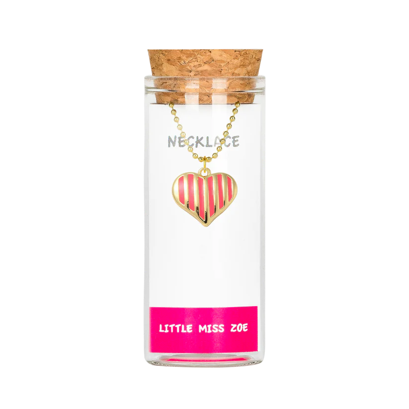 Charming Necklace in Bottle - Stripe Heart