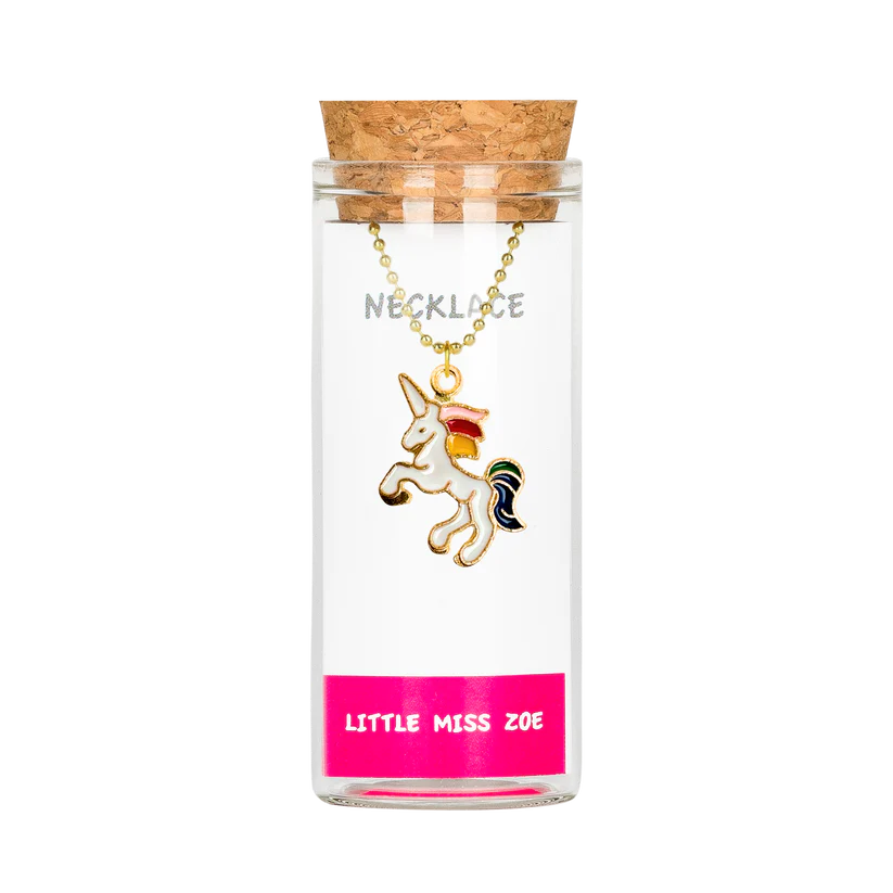 Charming Necklace in Bottle - Unicorn Rainbow