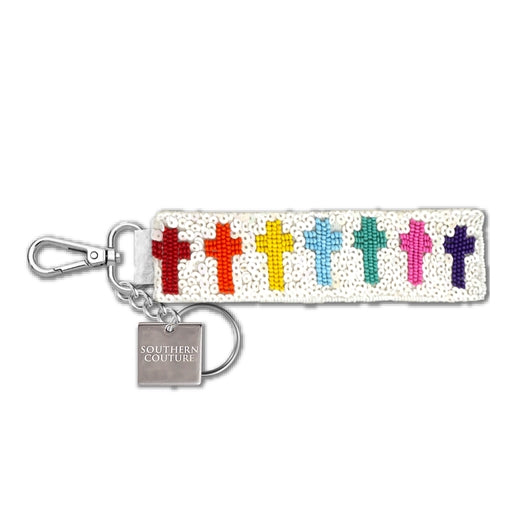 Beaded Keychain - Colorful Crosses