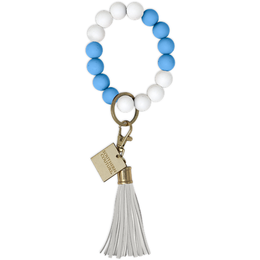 Silicone Beaded Keychain - Carolina Blue