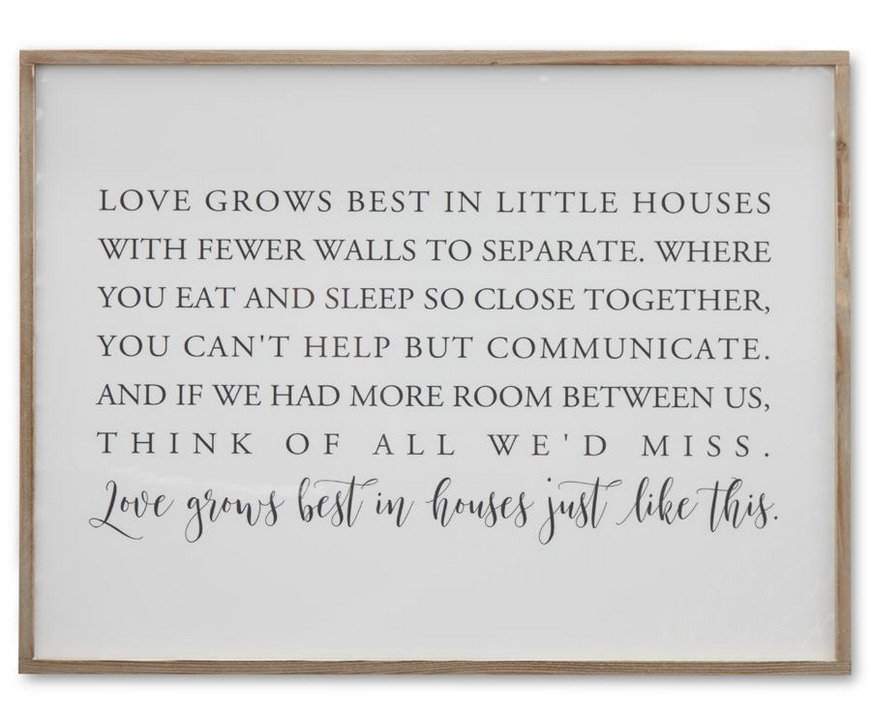 23.75" Framed Wht Wood Love Grows Best