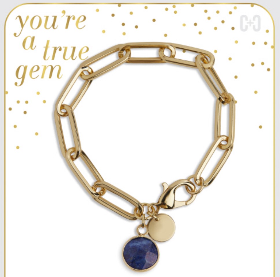 A Gem Paperclip Bracelet - Navy
