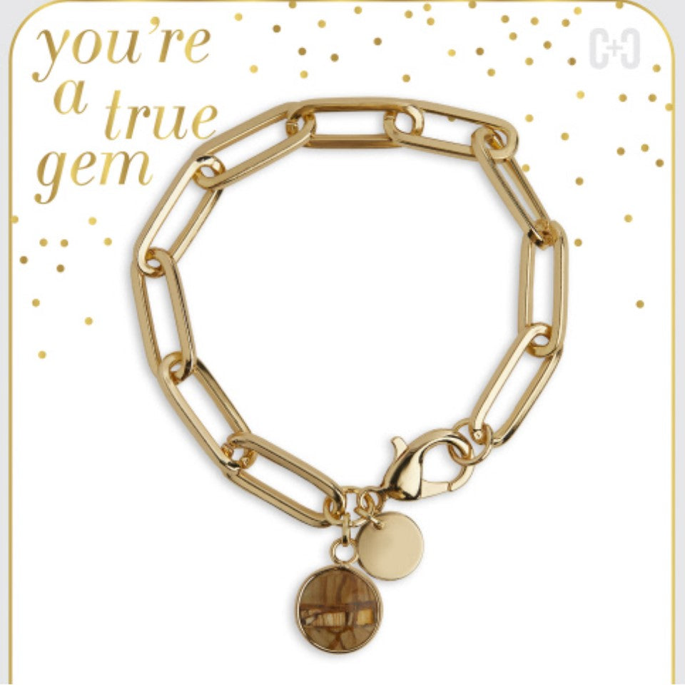 A Gem Paperclip Bracelet - Natural