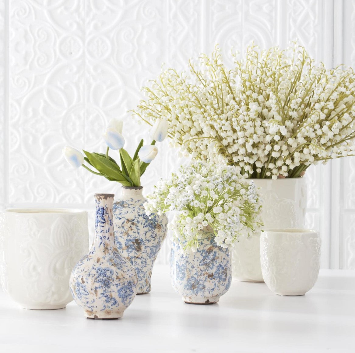 17" White Real Touch Lily of the Valley