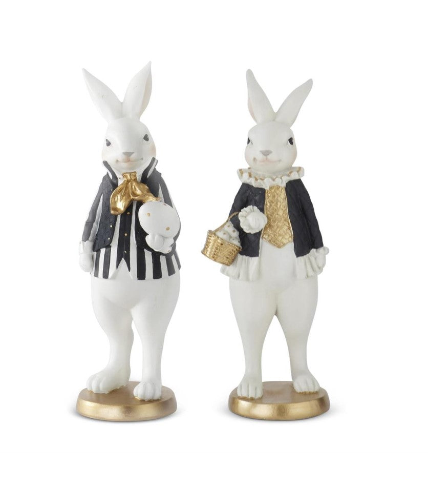 9.75' Black and Gold Resin Easter Bunny