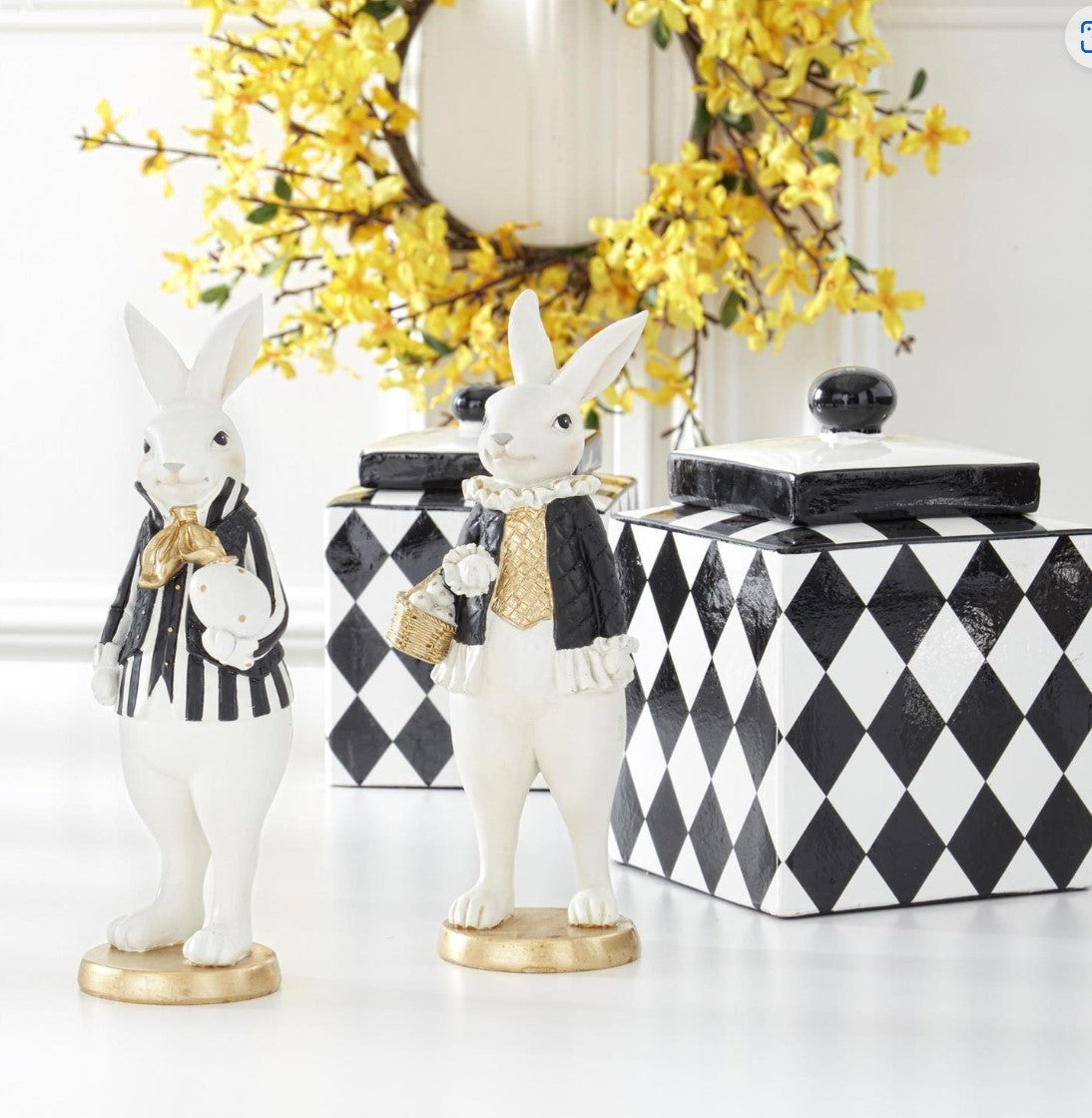 9.75' Black and Gold Resin Easter Bunny