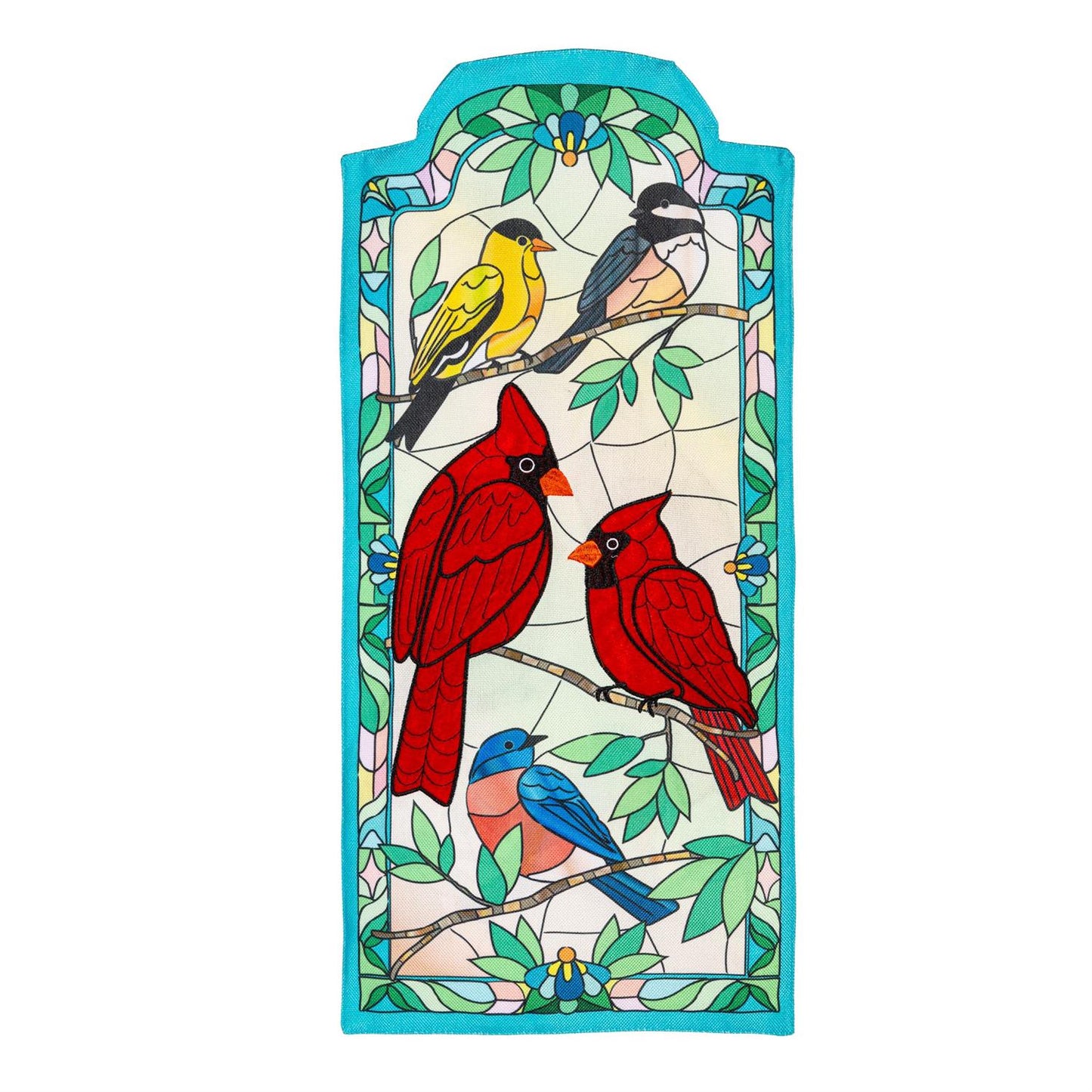 Garden Flag - Stained Glass Songbirds Applique